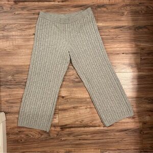 Loungewear Women’s Size Large Gray Cable Knit Wide Leg Pants Cozy Classic